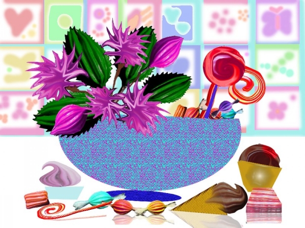 Creation of chocolates and flowers: Step 7